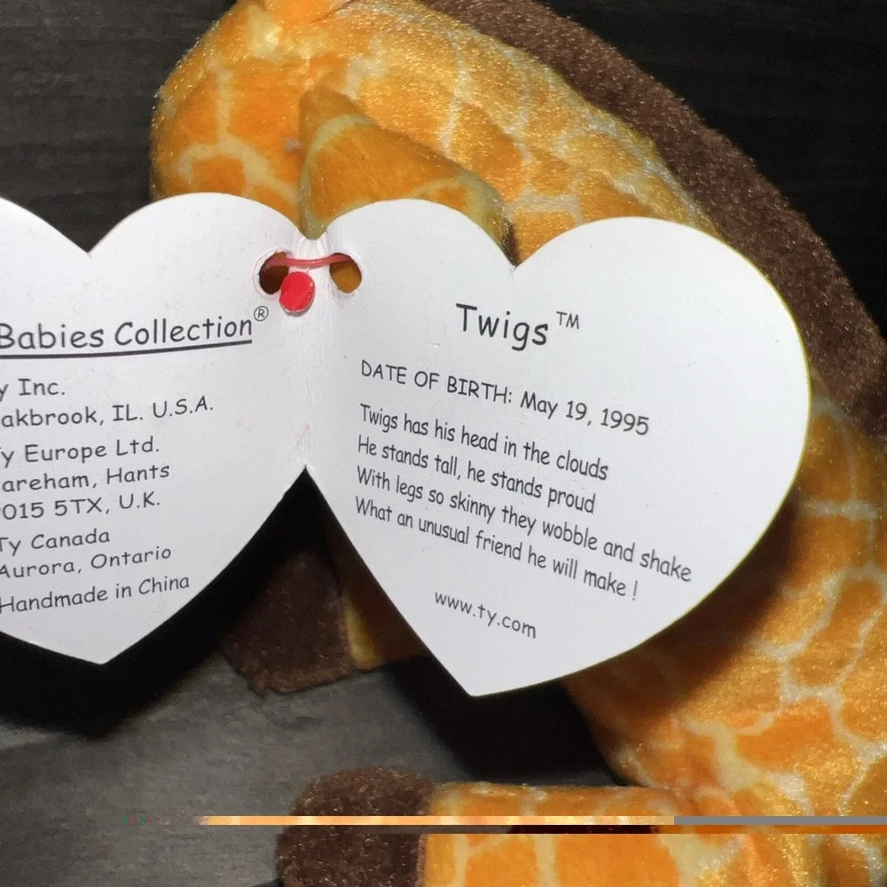 Ty Beanie Baby Twigs the Giraffe Plush Animal 1995 Yellow Orange Spotted Toy
